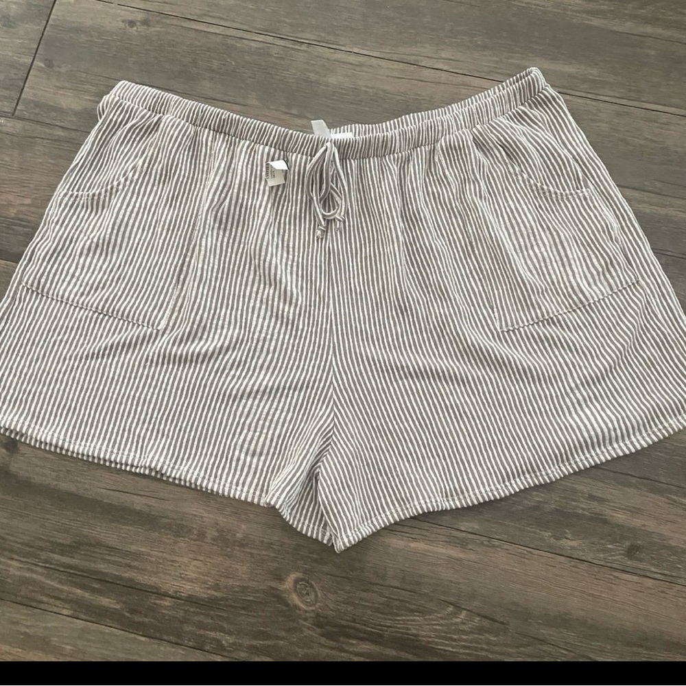 Striped Gray and White Shorts